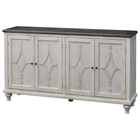 Transitional Four Door Media Credenza